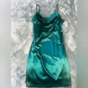 Elegant Green Satin Dress